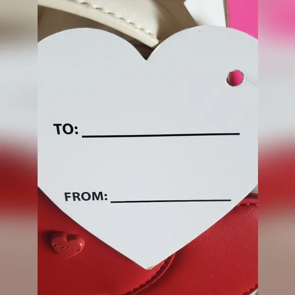 Betsey Johnson White Satchel with Red Heart Accents & Crossbody Strap - Picture 9 of 14